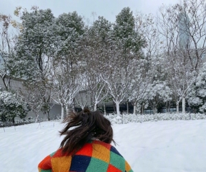 沈梦辰晒初雪美照 针织衫映衬白雪美成画报